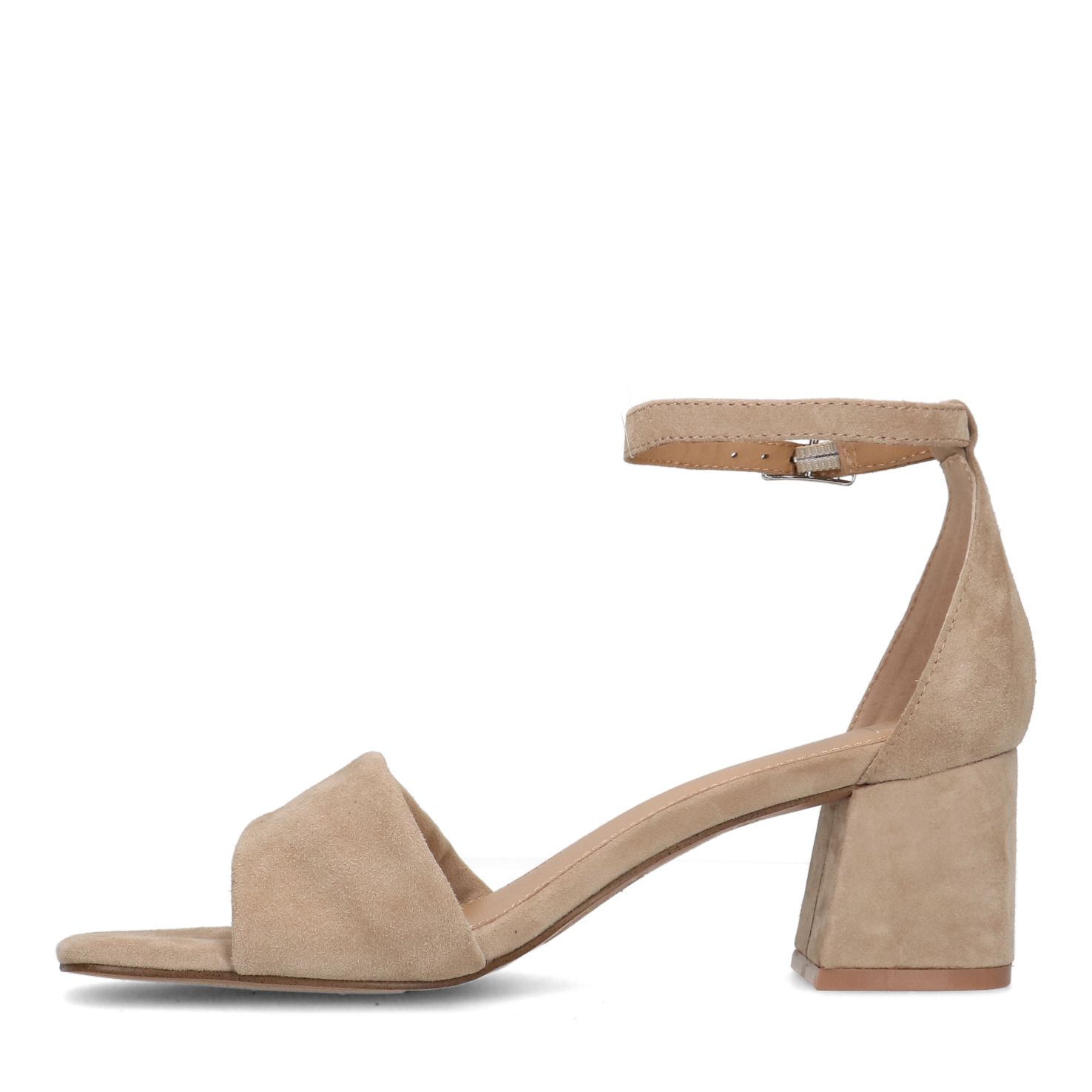 Beige suède sandalen met hak