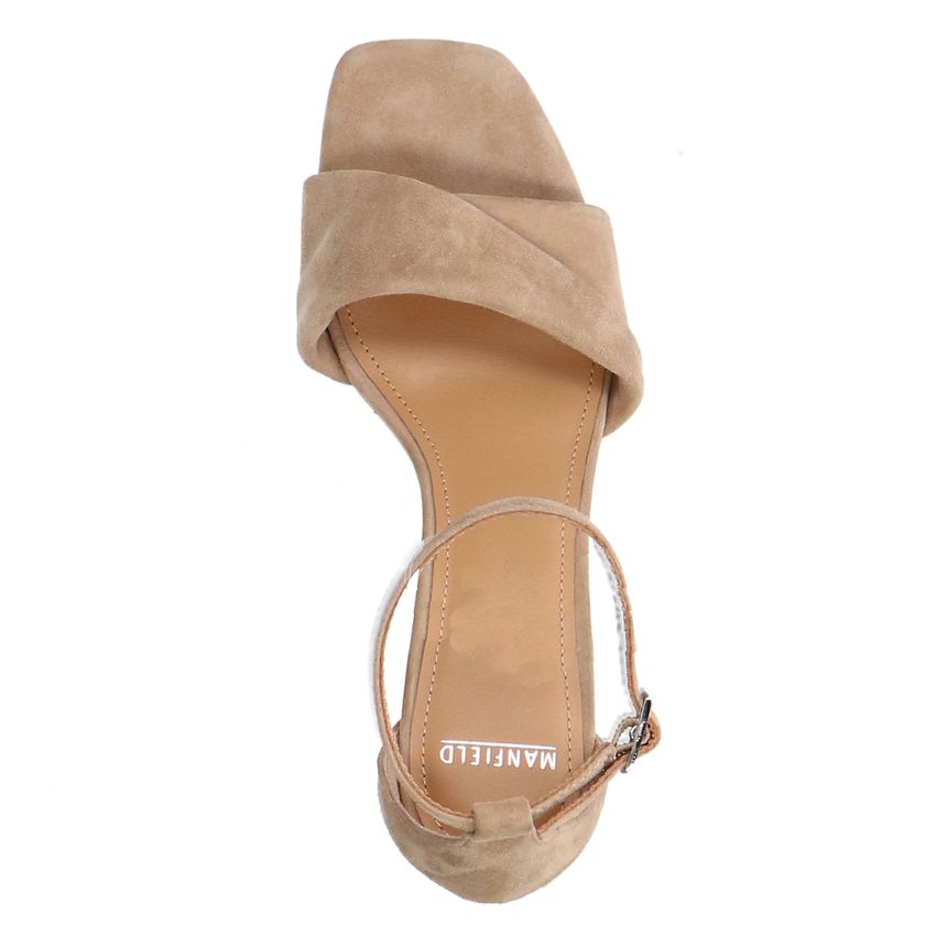 Beige suède sandalen met hak