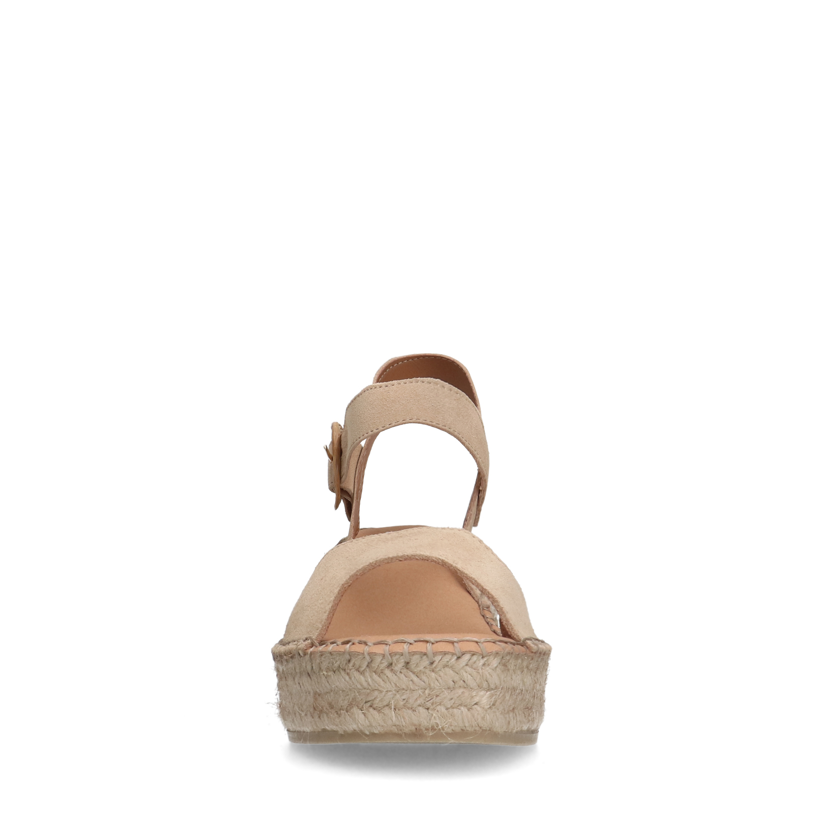 Beigefarbene Keilsandaletten aus Veloursleder | Wedges | Manfield  