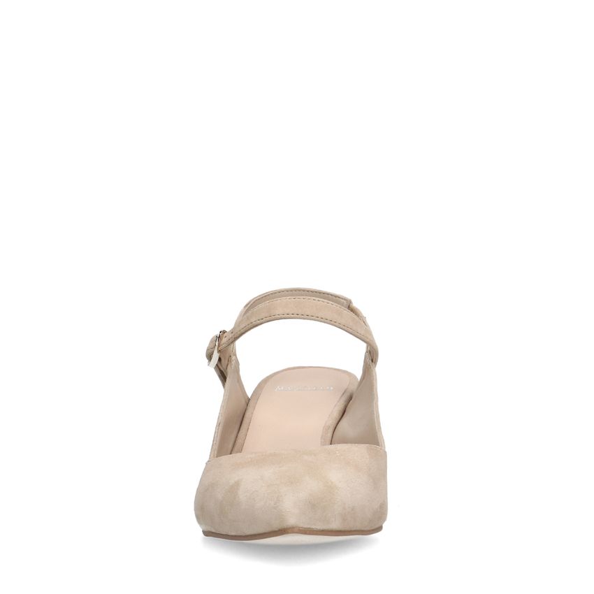 Beige suède slingback hakken