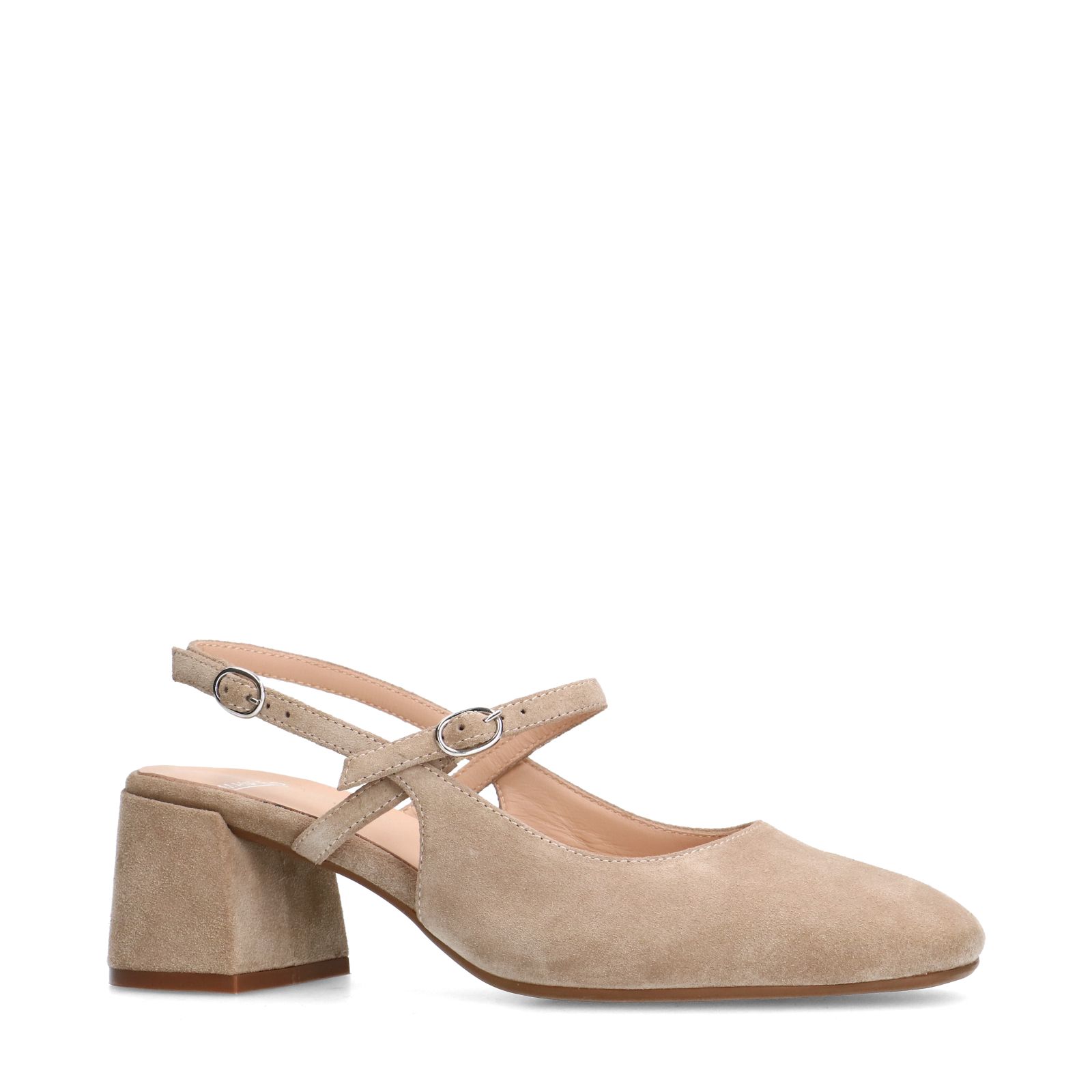 Beige suède slingbacks