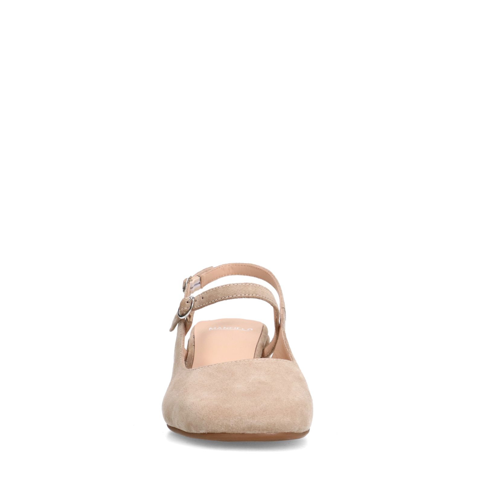 Beigefarbene Slingbackpumps aus Veloursleder