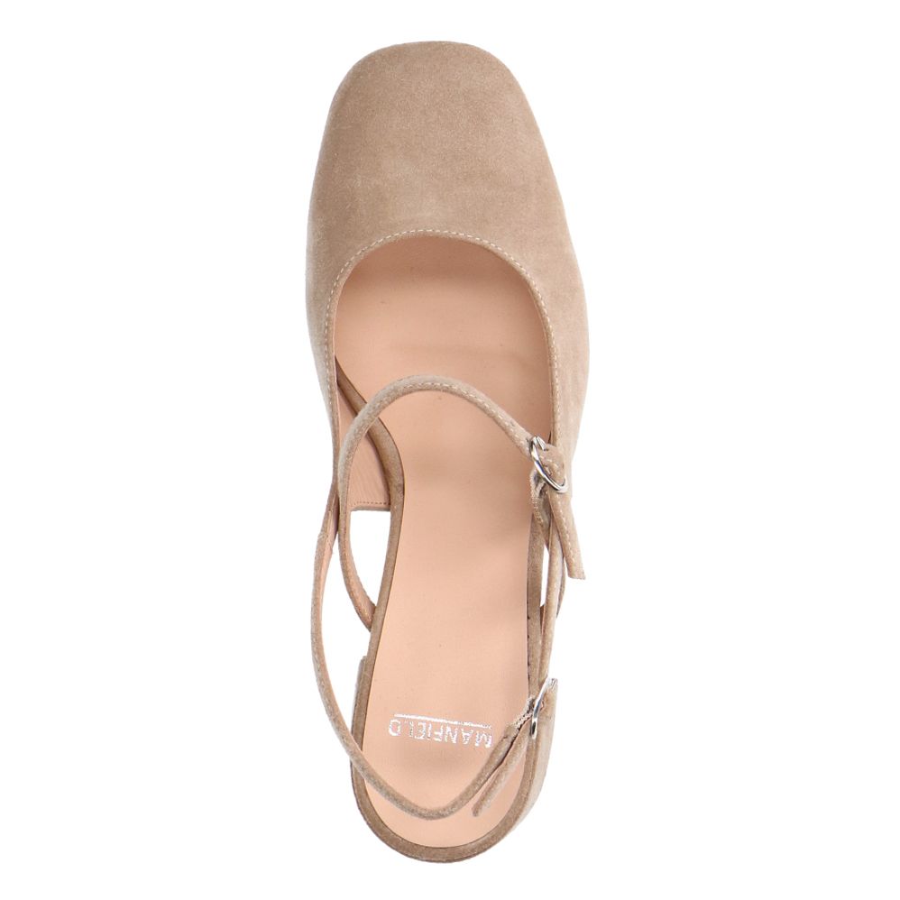 Beigefarbene Slingbackpumps aus Veloursleder
