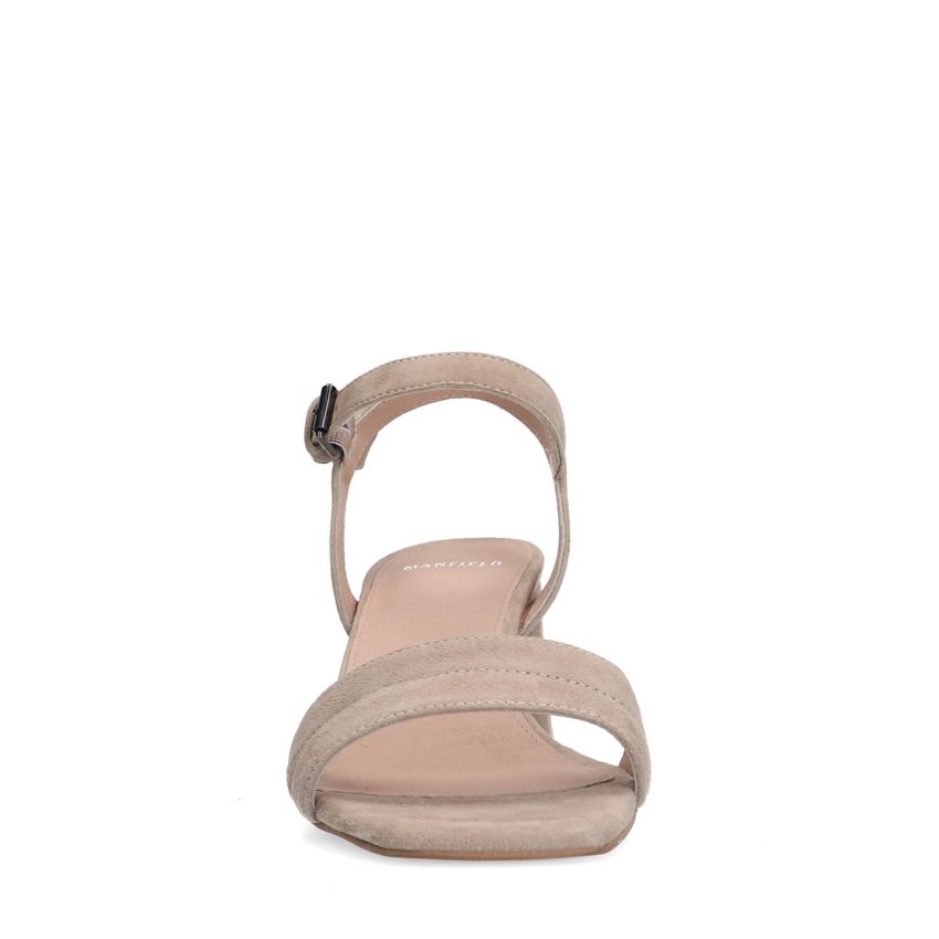 Beige suède sandalen met hak