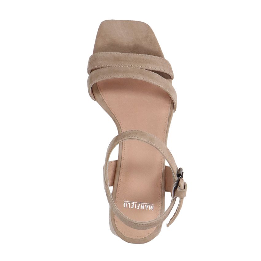 Beige suède sandalen met hak