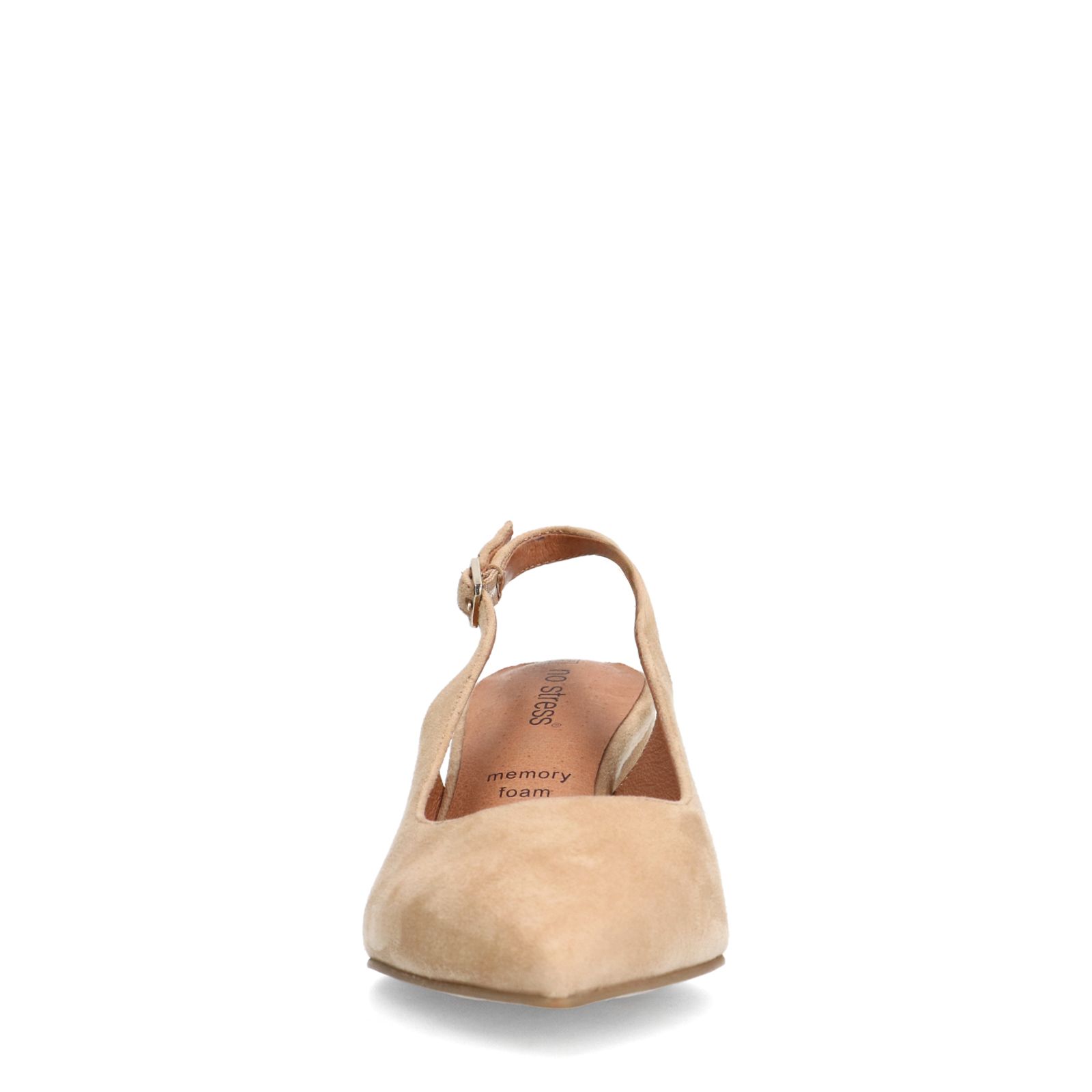 Beigefarbene Slingbackpumps aus Veloursleder