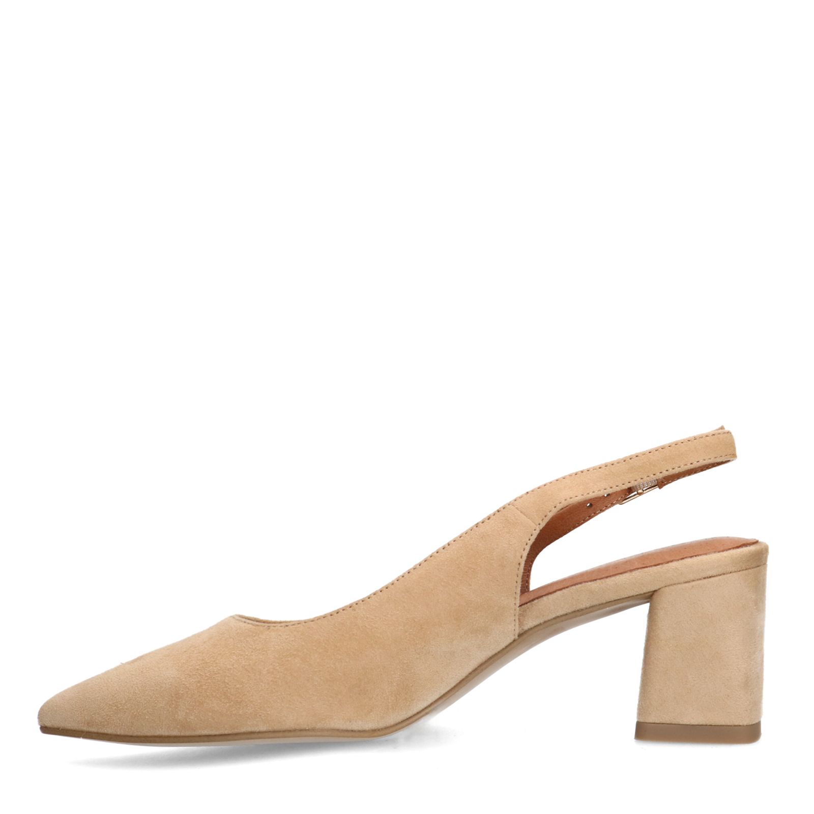 Beigefarbene Slingbackpumps aus Veloursleder