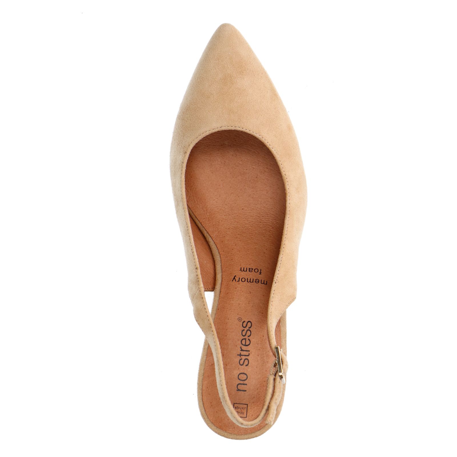 Beigefarbene Slingbackpumps aus Veloursleder