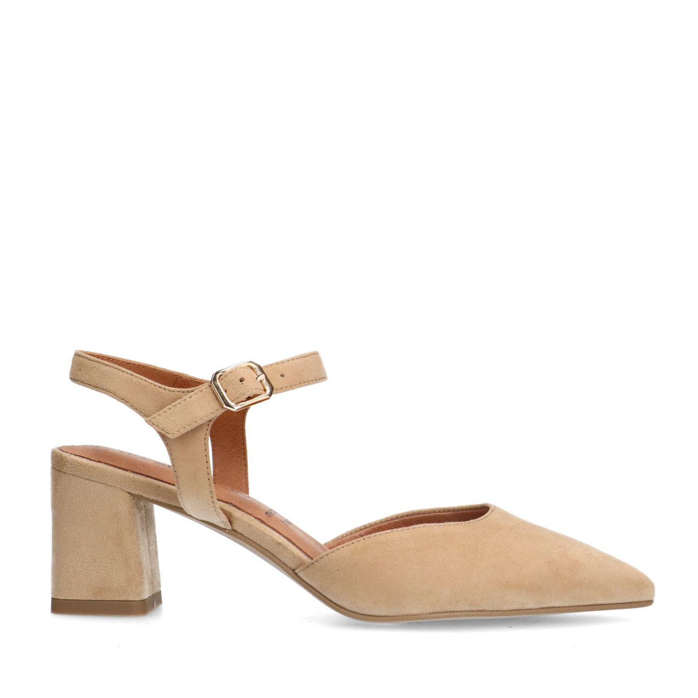 Beigefarbene Slingbackpumps aus Veloursleder