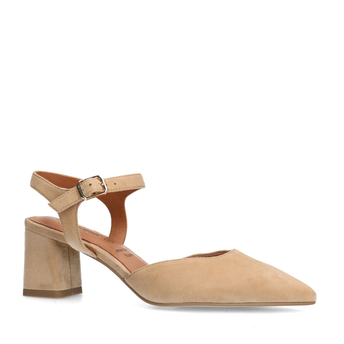 Beigefarbene Slingbackpumps aus Veloursleder