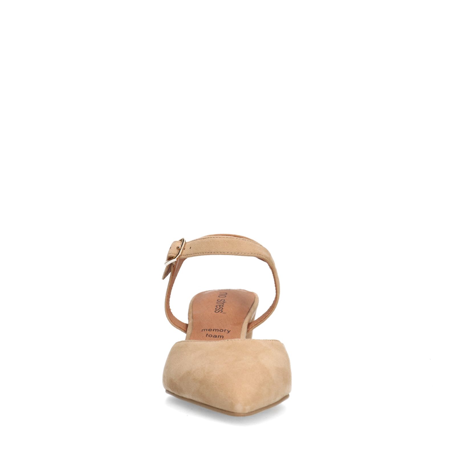 Beigefarbene Slingbackpumps aus Veloursleder