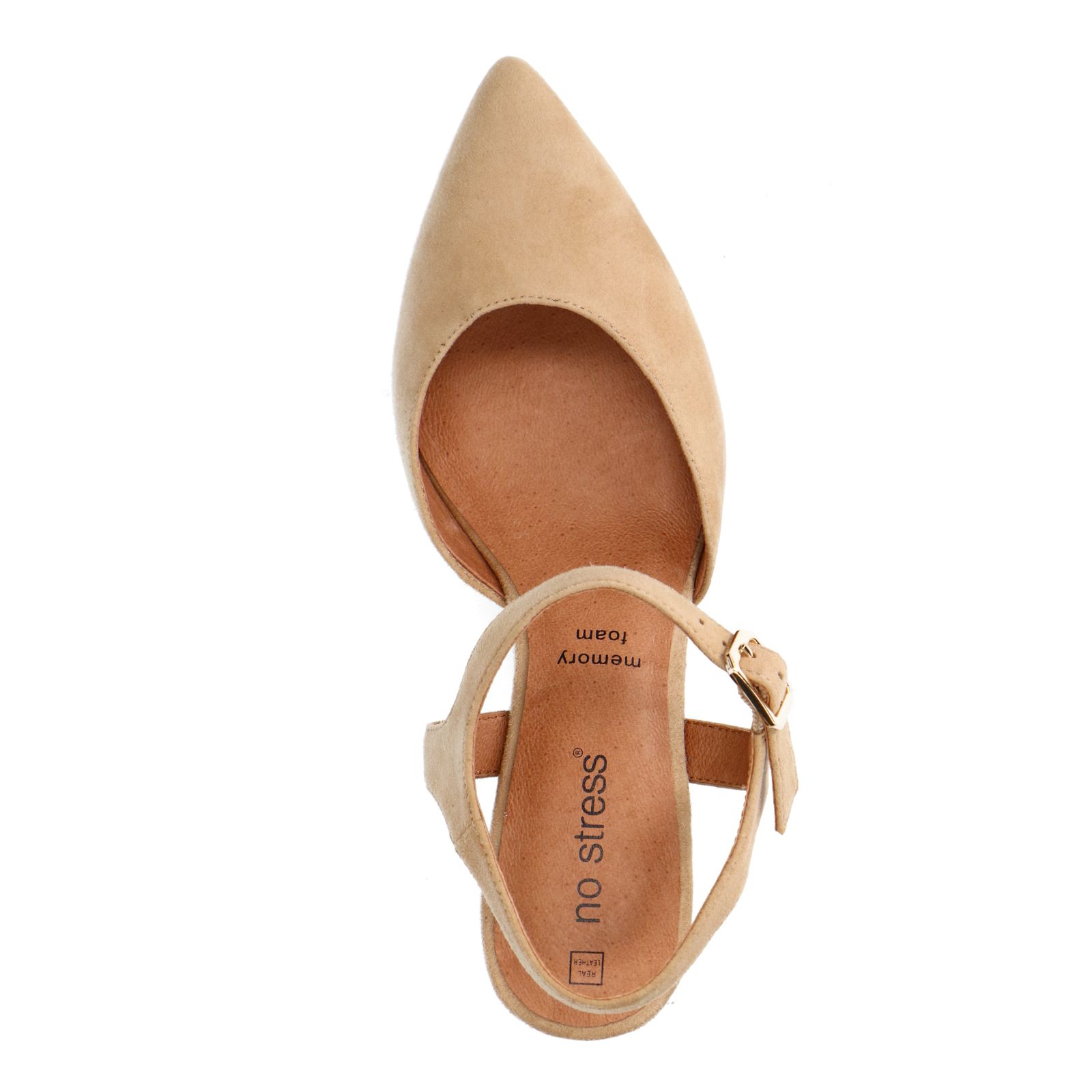 Beigefarbene Slingbackpumps aus Veloursleder