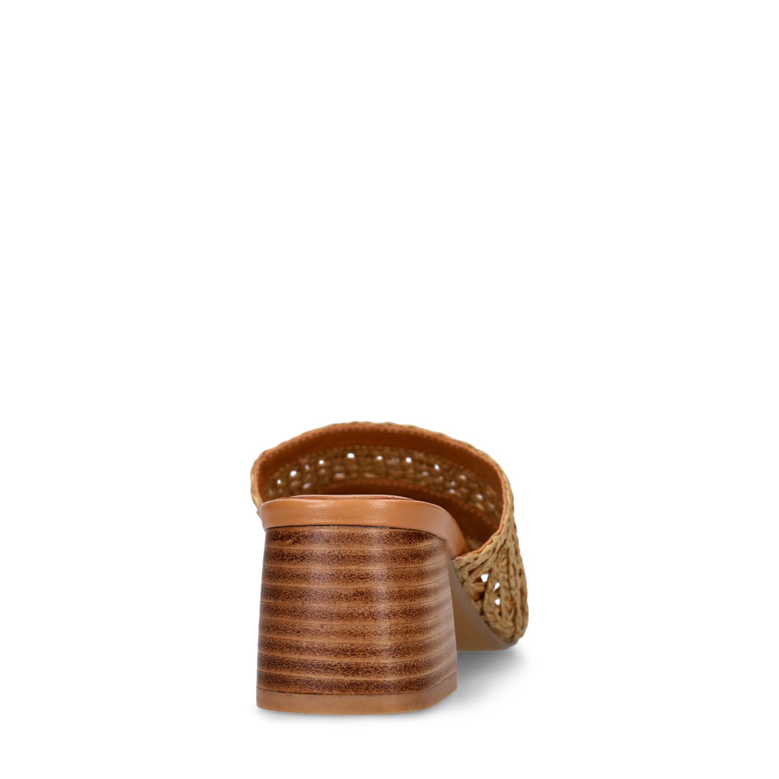 Cognacfarbene Raffia-Sandaletten