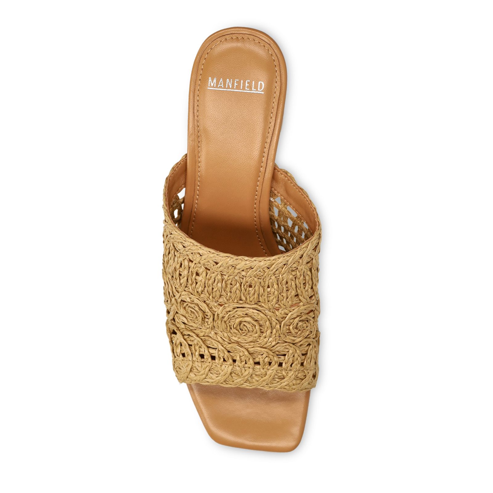 Cognacfarbene Raffia-Sandaletten