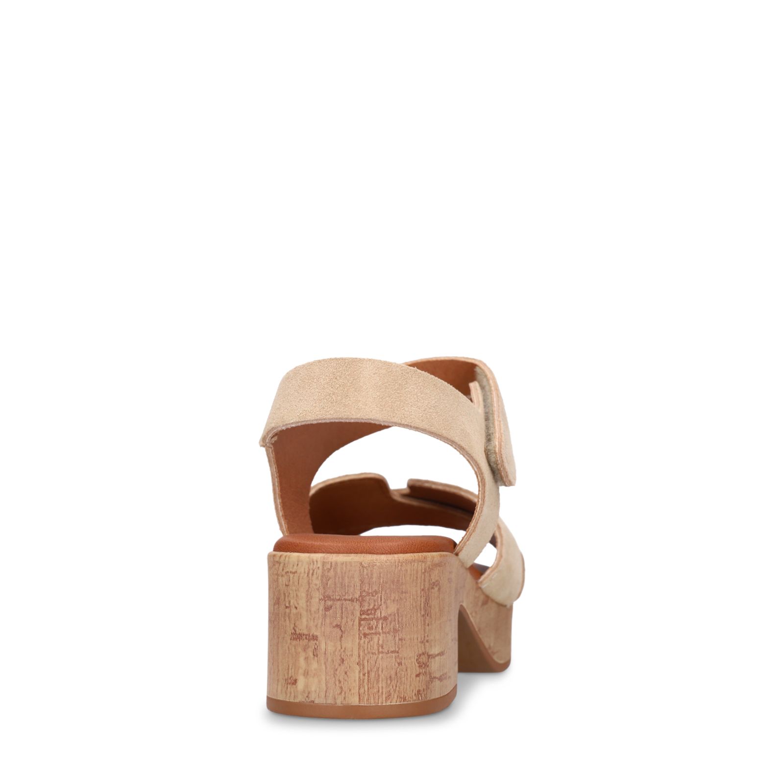 Beige suède sandalen met blokhak
