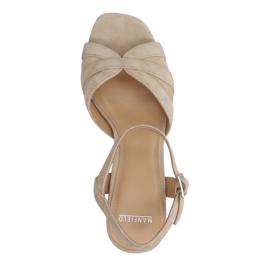 Beige suède sandalen met hak