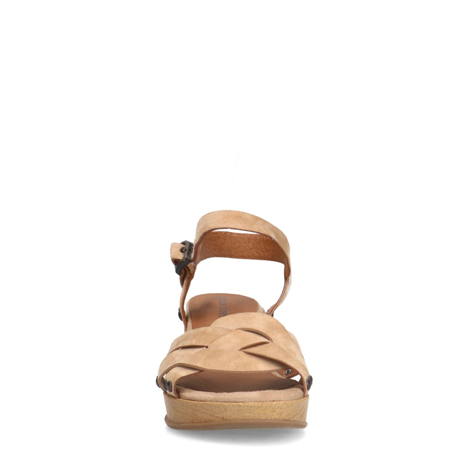 Beigefarbene Veloursleder-Sandaletten