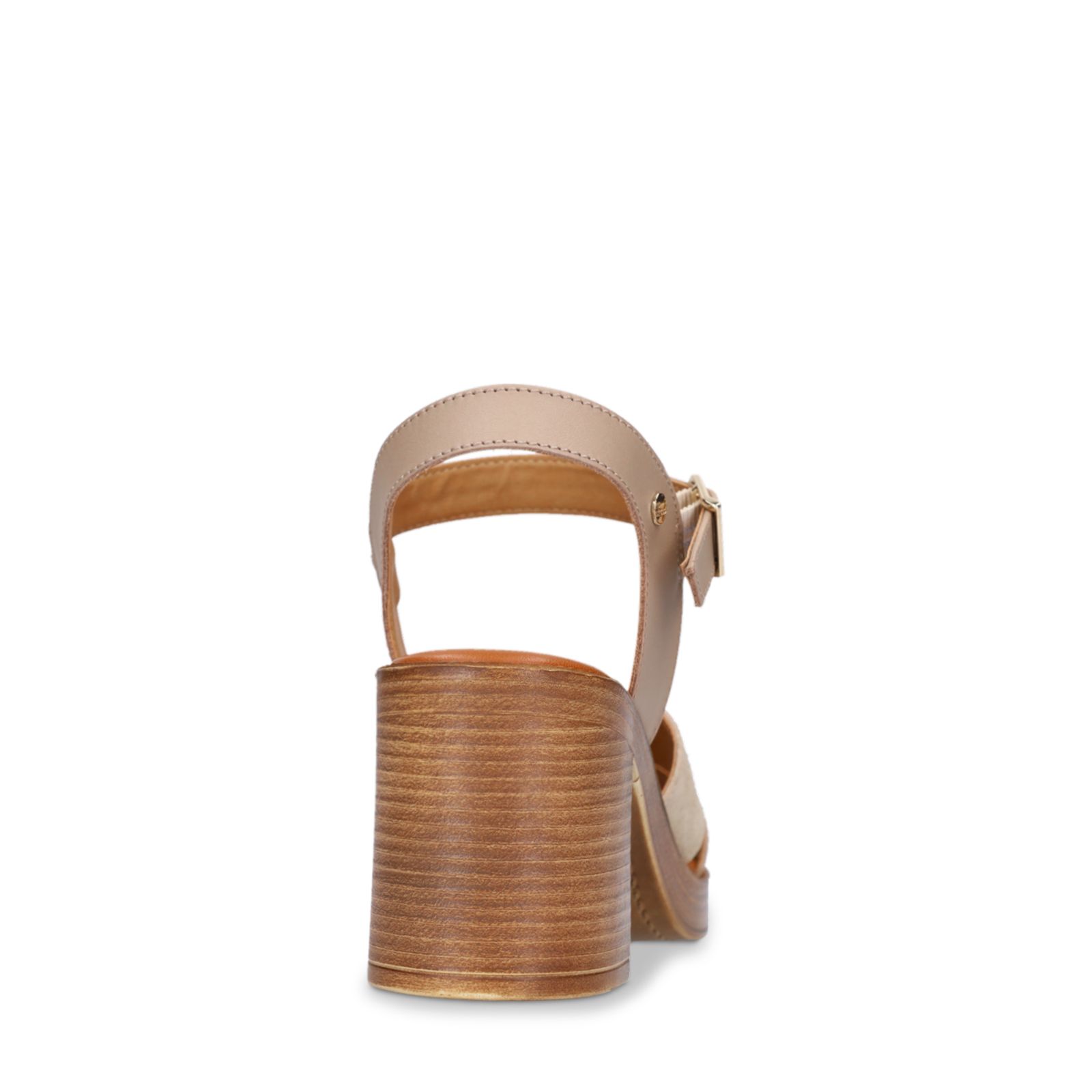 Beige suède sandalen met blokhak