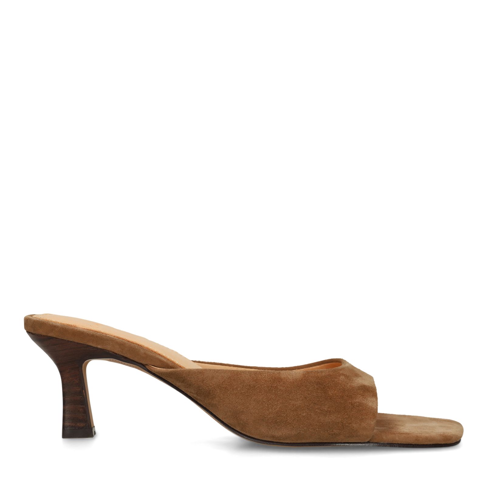 Cognacfarbene Veloursleder-Sandaletten