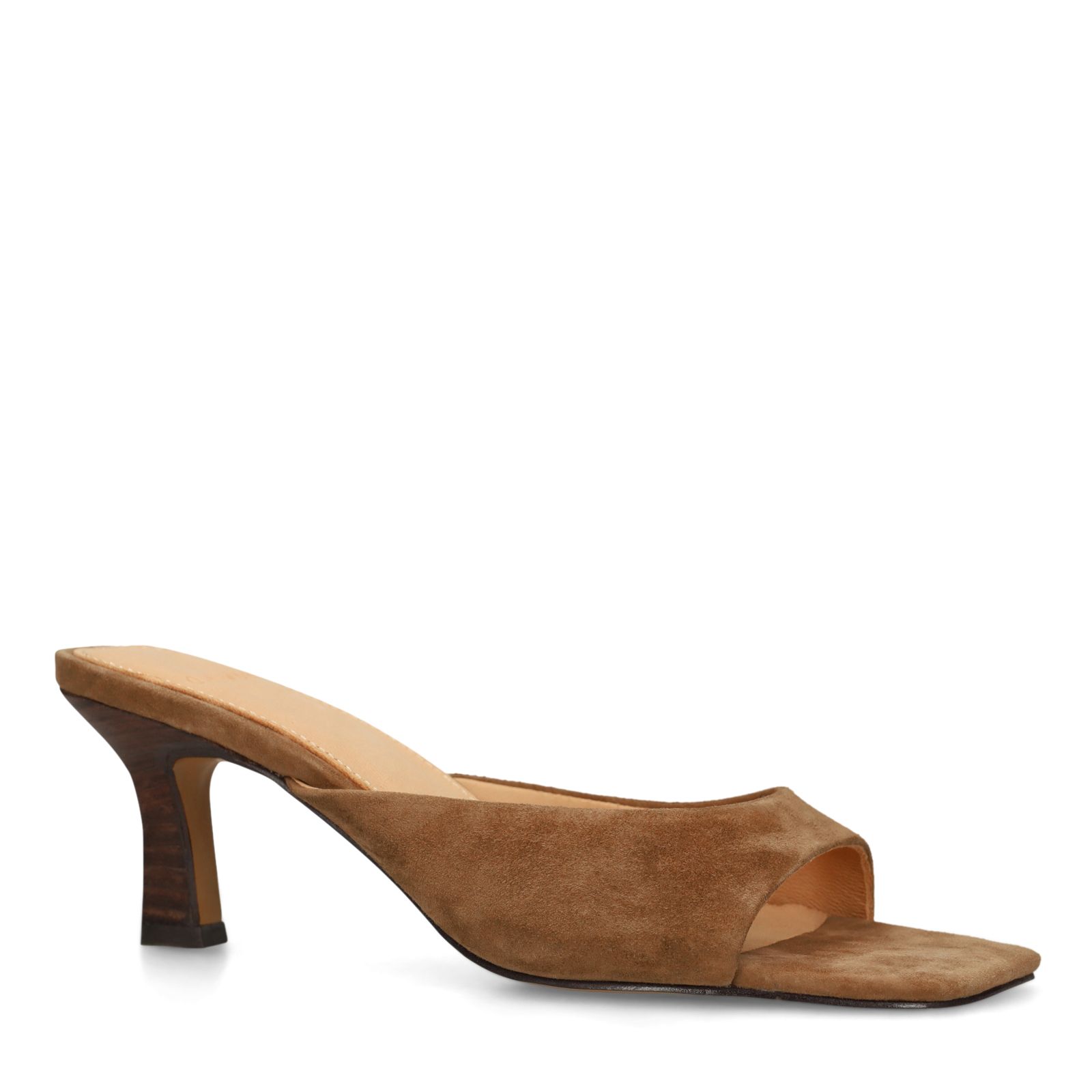 Cognacfarbene Veloursleder-Sandaletten