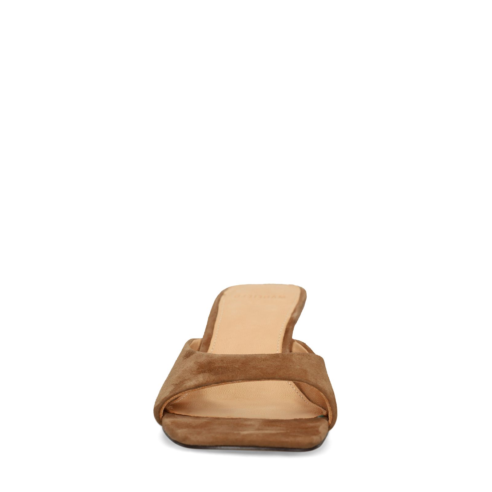 Cognacfarbene Veloursleder-Sandaletten