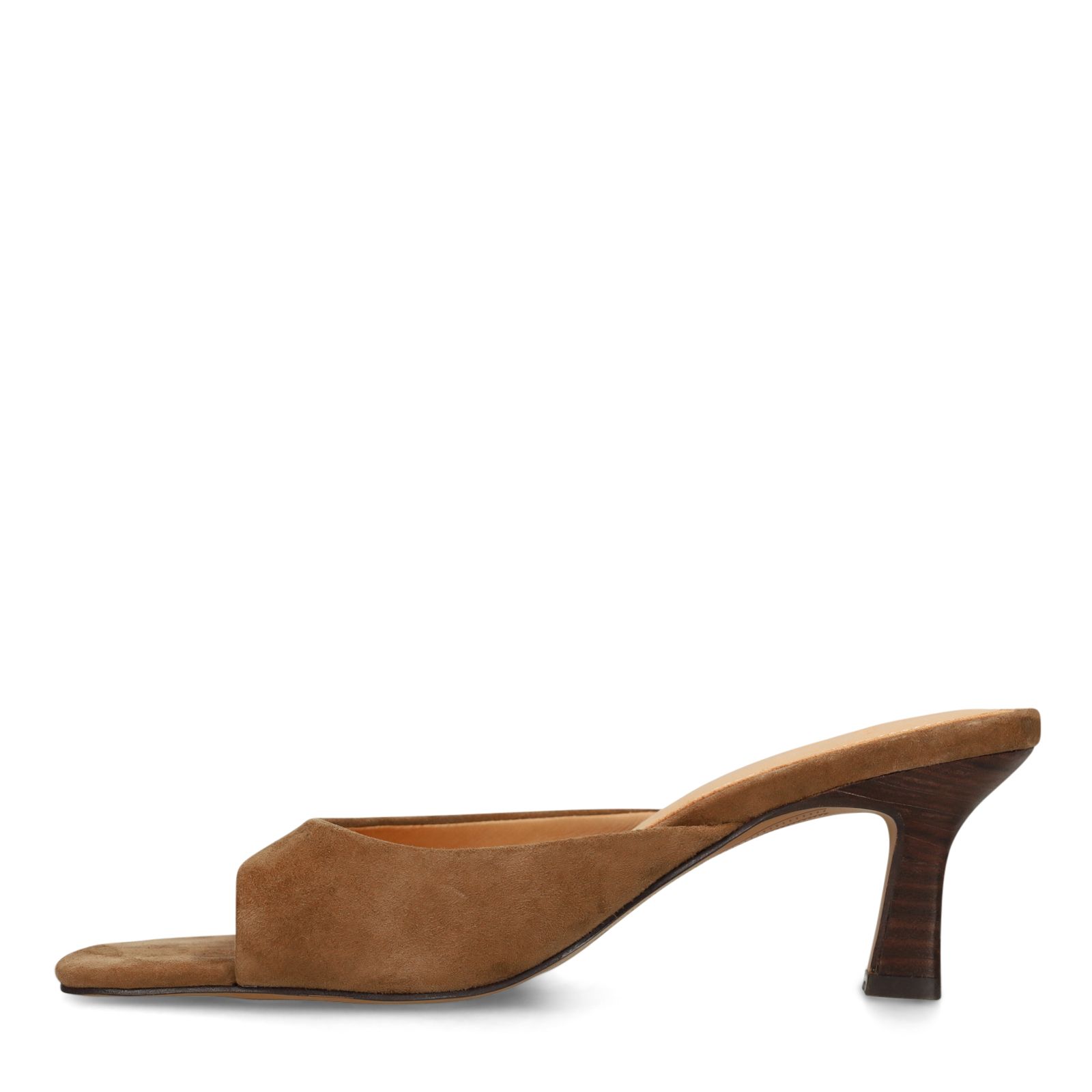 Cognacfarbene Veloursleder-Sandaletten