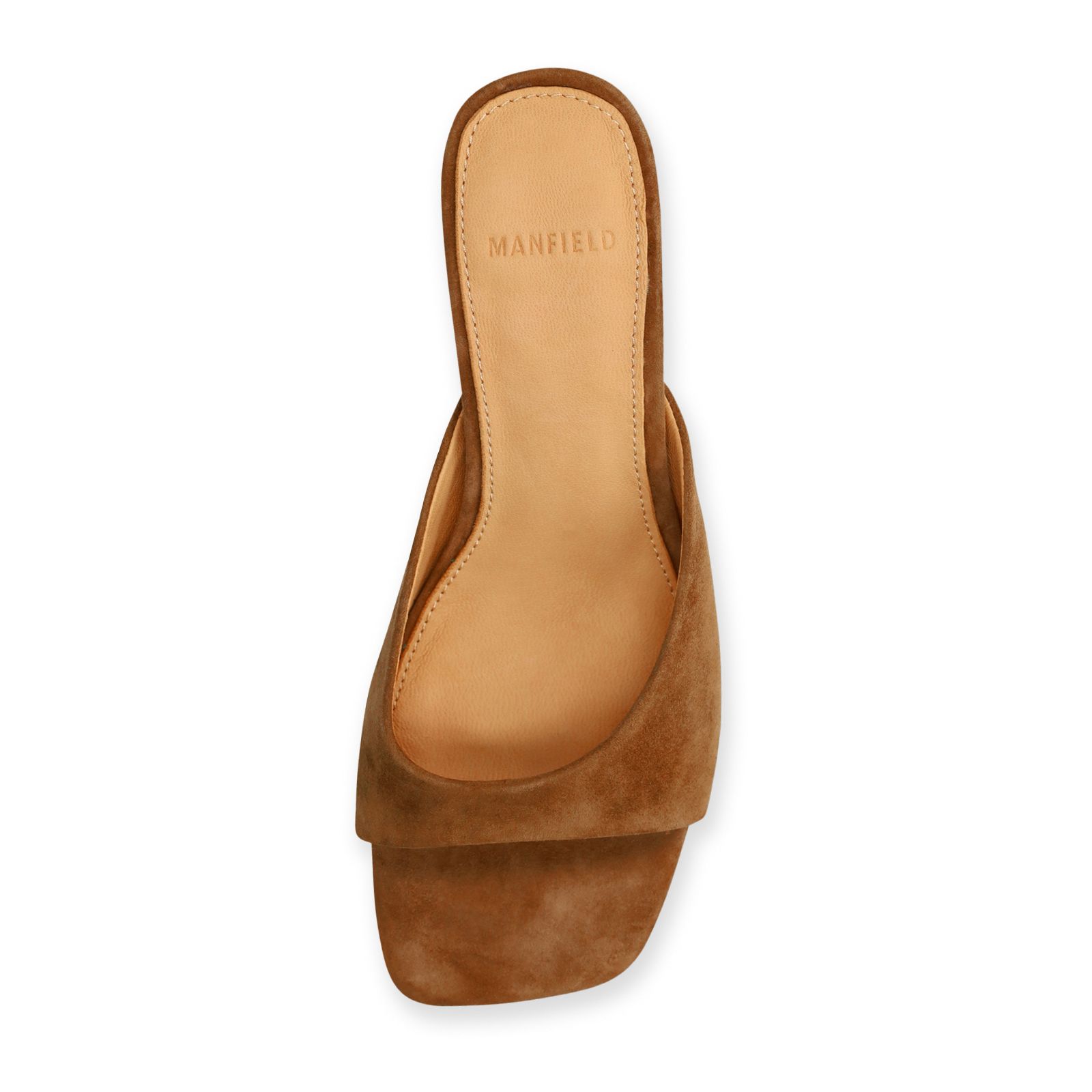 Cognacfarbene Veloursleder-Sandaletten