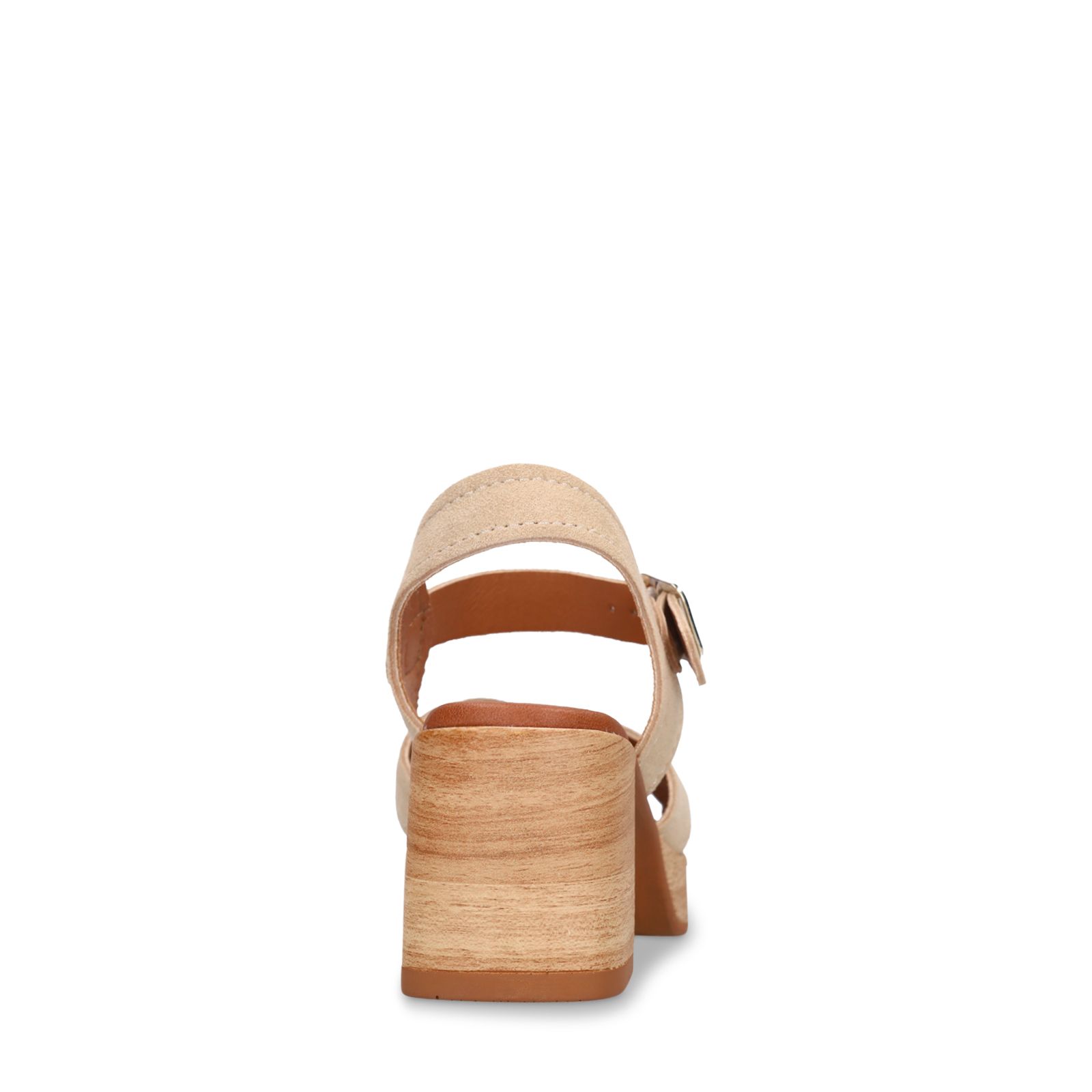 Beige suède sandalen met blokhak