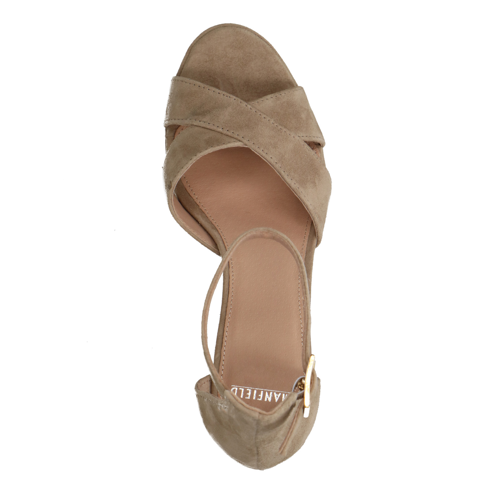 Beigefarbene Veloursleder-Sandaletten | Sandaletten | Manfield  