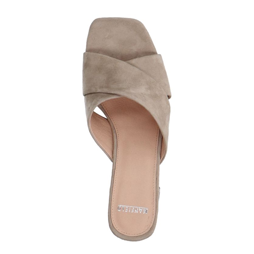 Beige suède sandalen met hak