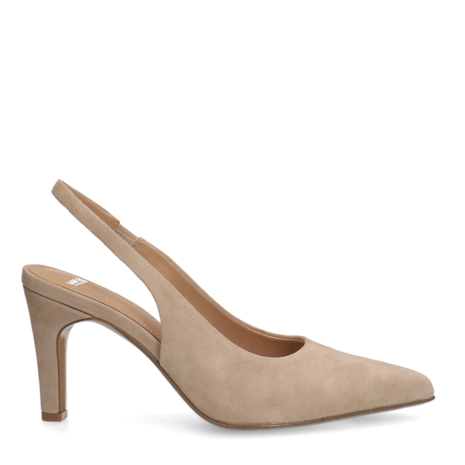 Beigefarbene Slingbackpumps aus Veloursleder