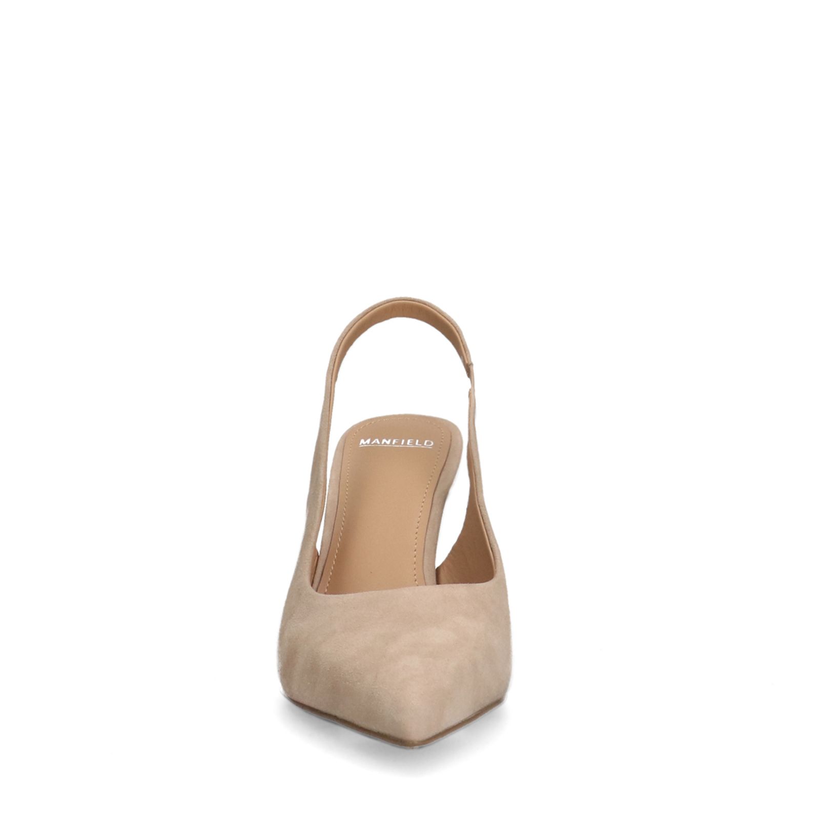Beigefarbene Slingbackpumps aus Veloursleder