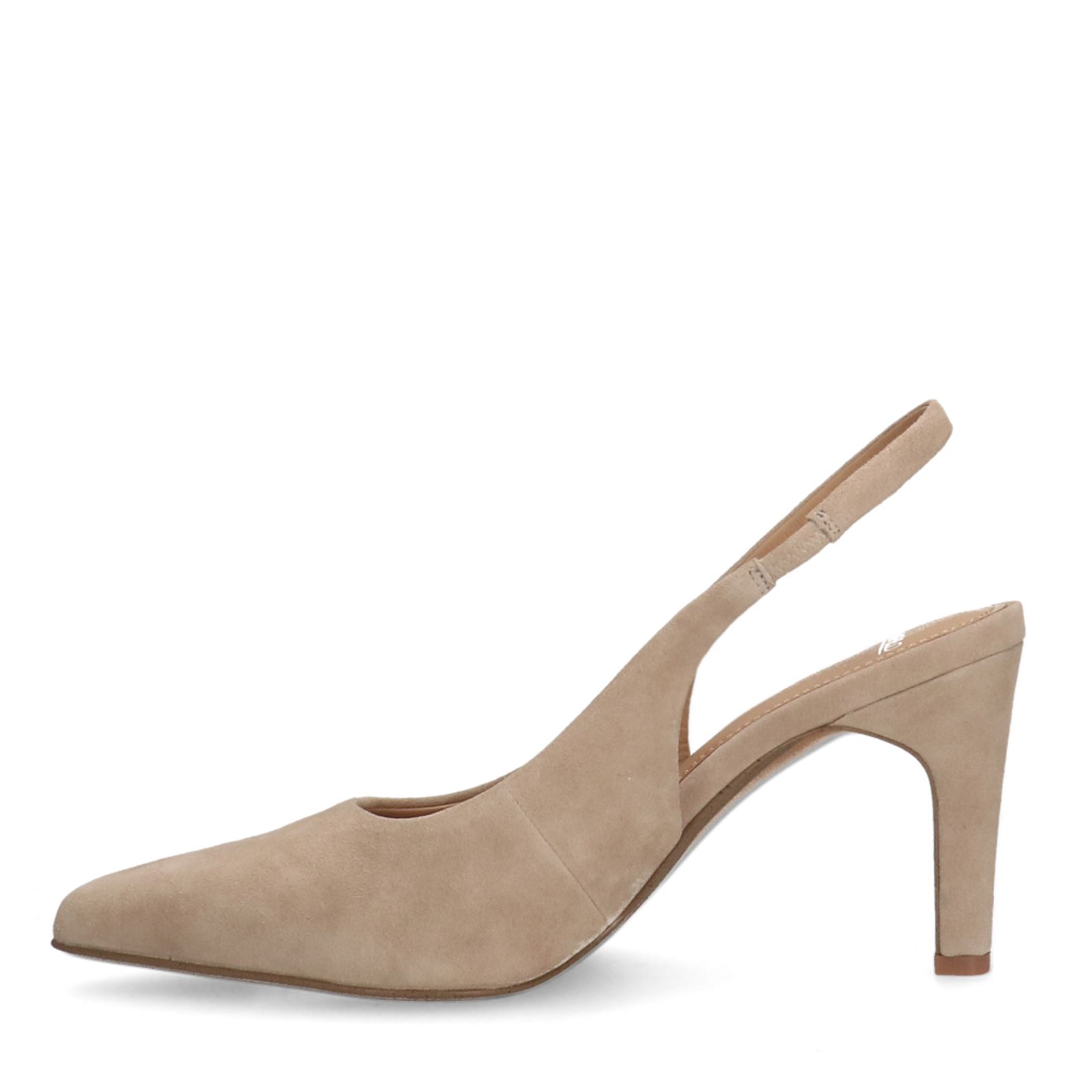 Beigefarbene Slingbackpumps aus Veloursleder