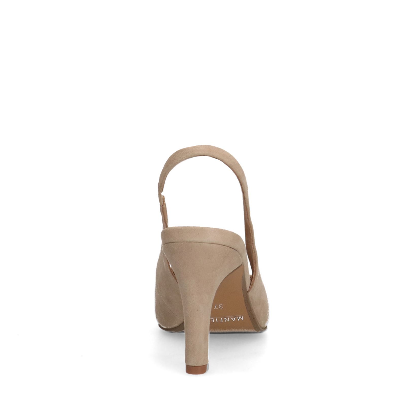 Beigefarbene Slingbackpumps aus Veloursleder