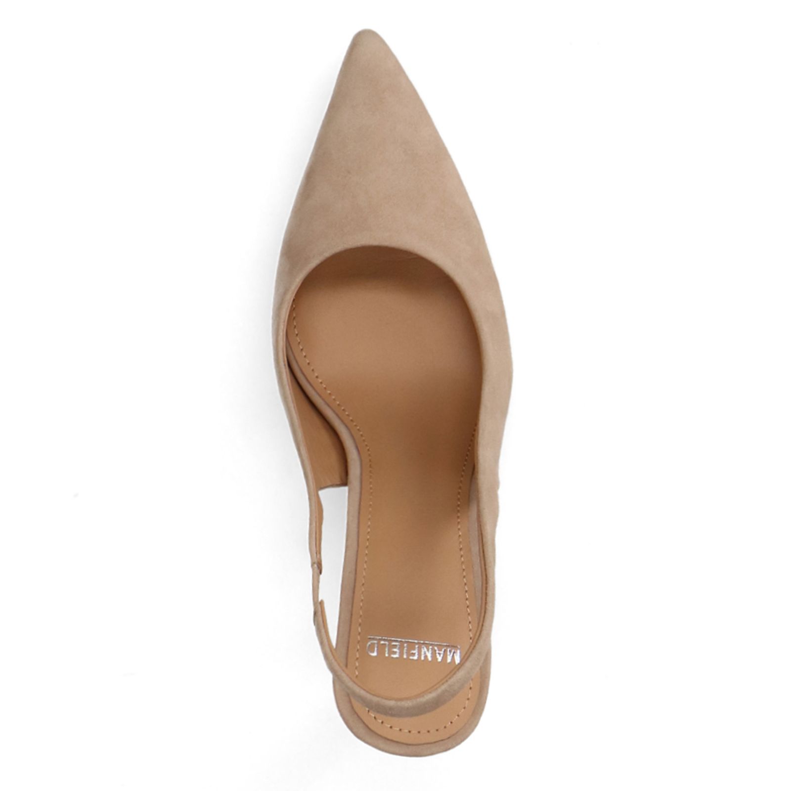 Beigefarbene Slingbackpumps aus Veloursleder