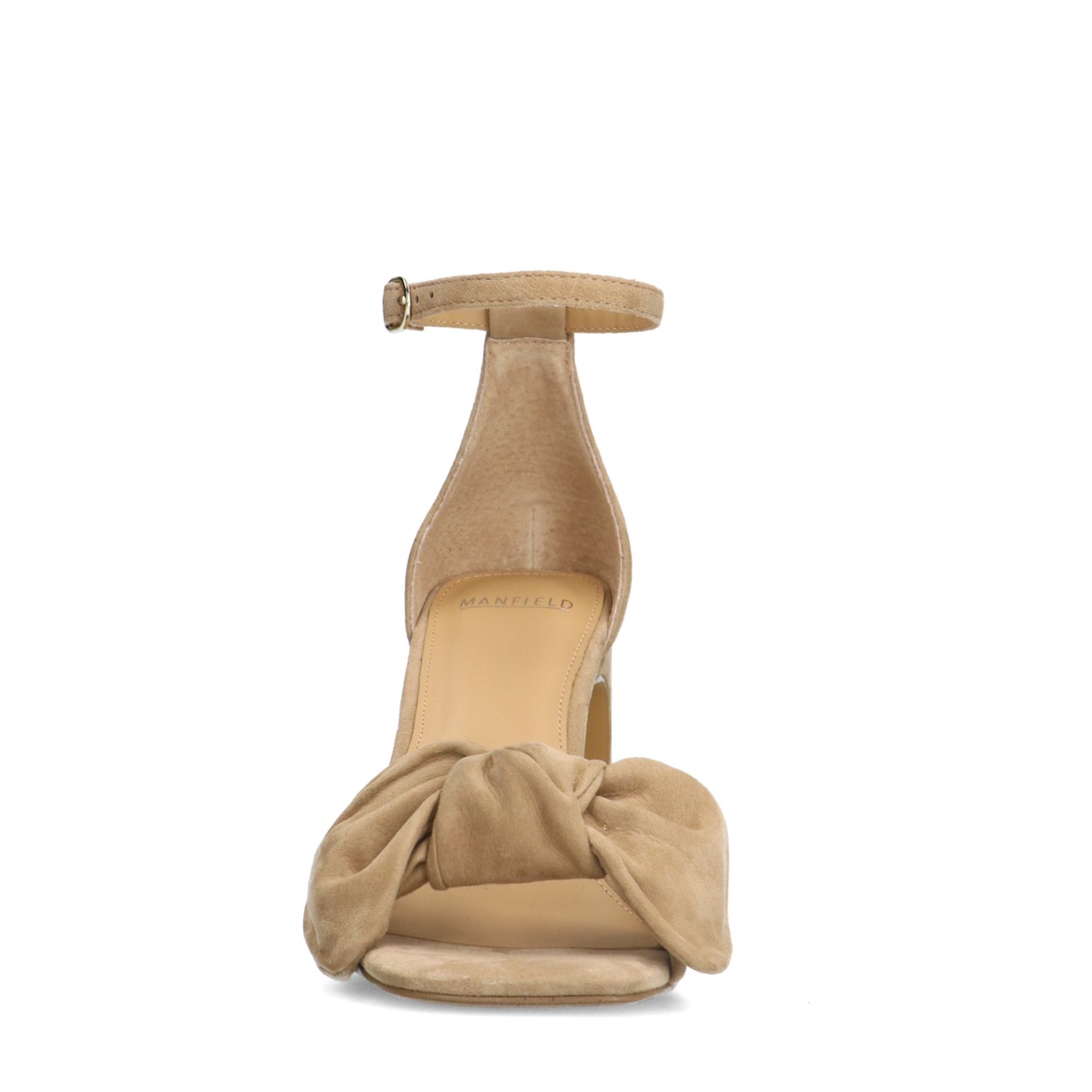 Beige suède sandalen met hak