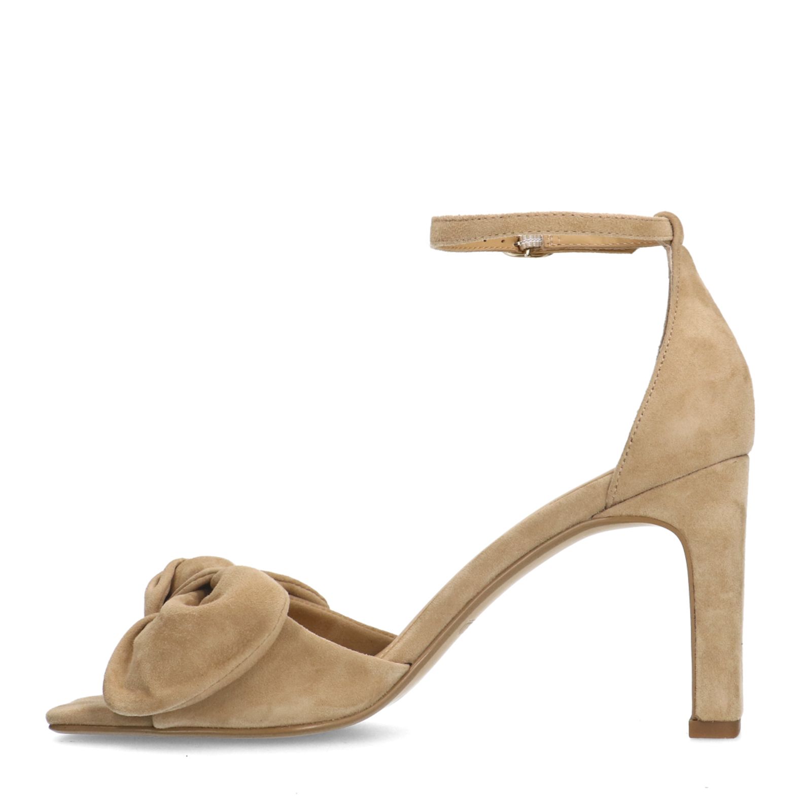Beigefarbene Veloursleder-Sandaletten