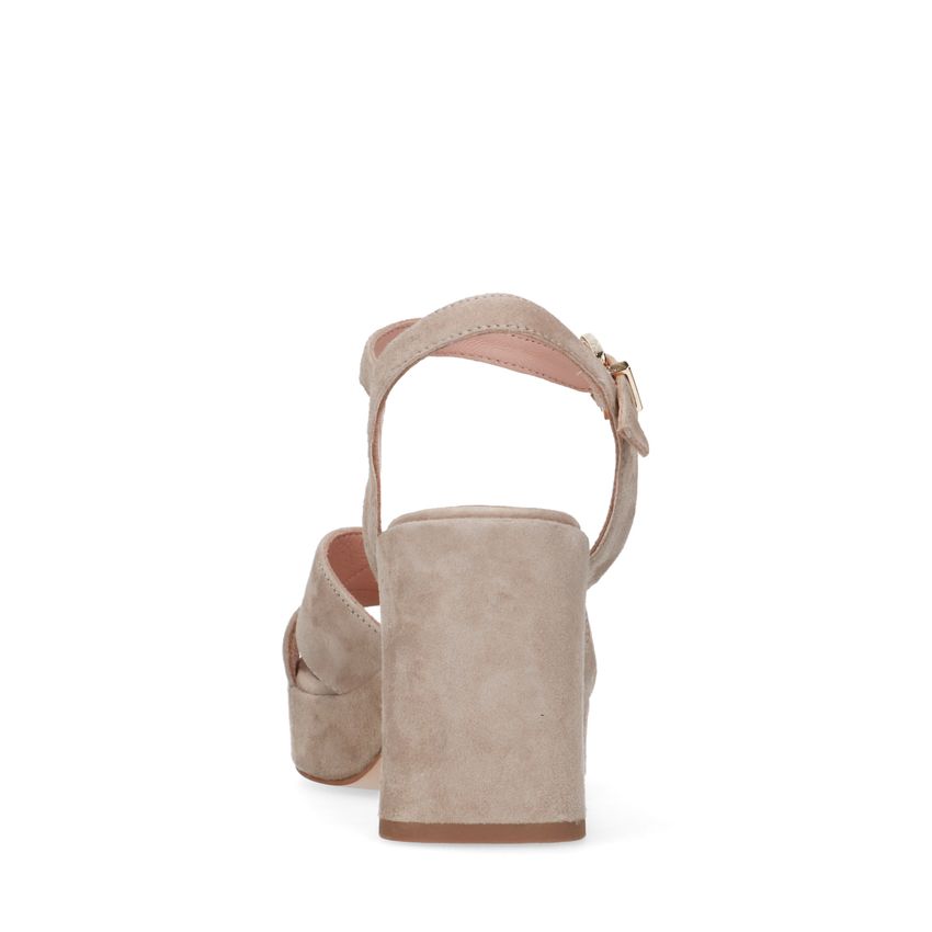 Beige suède sandalen met hak