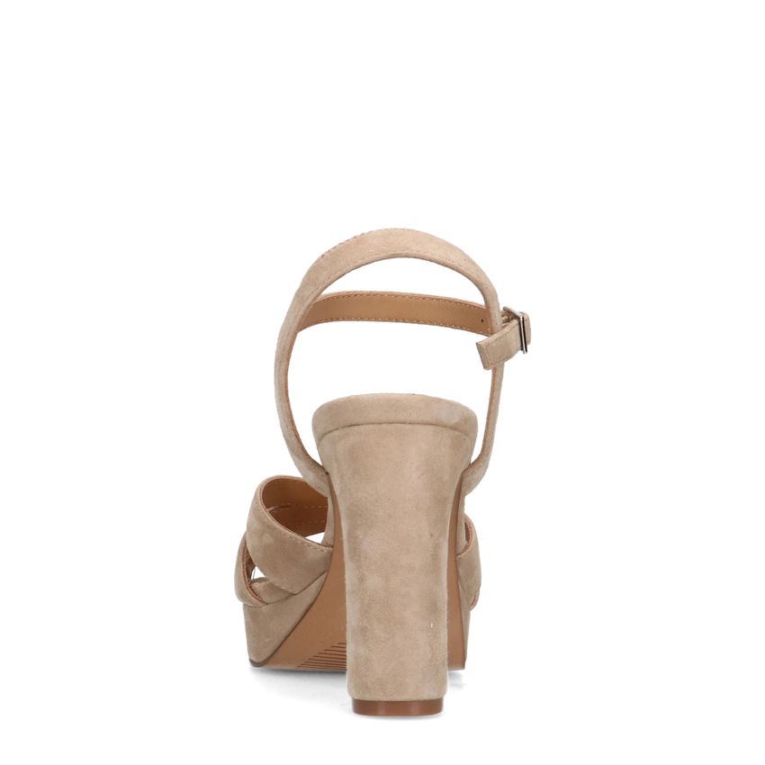 Beige suède sandalen met hak