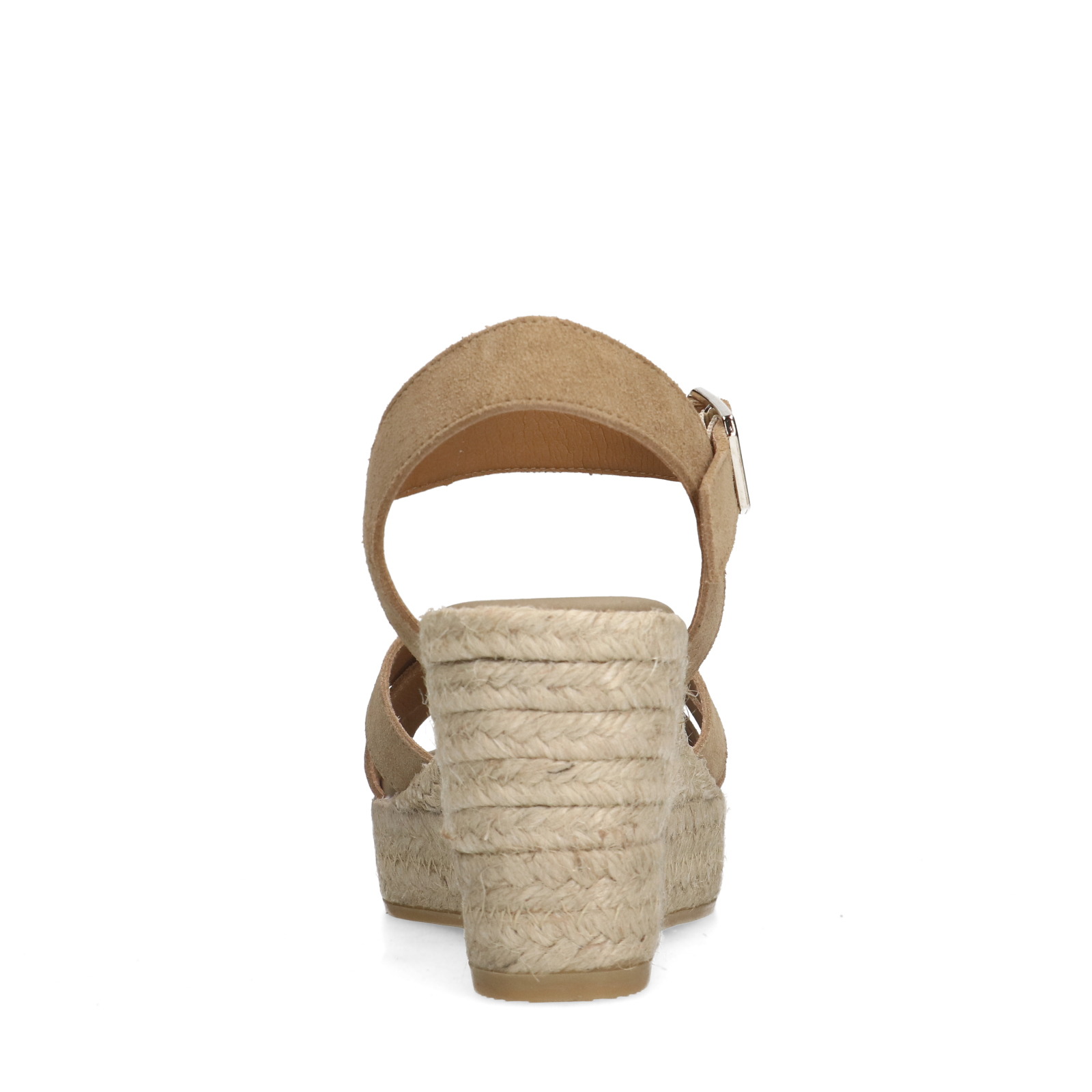 Beigefarbene Keilsandaletten aus Veloursleder | Wedges | Manfield 