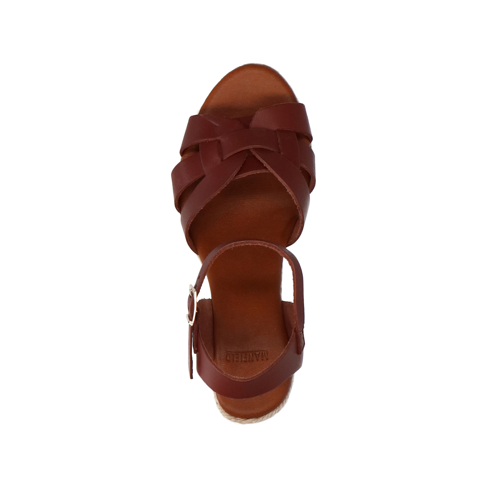 Cognacfarbene Keilsandaletten aus Leder | Wedges | Manfield | Manfield