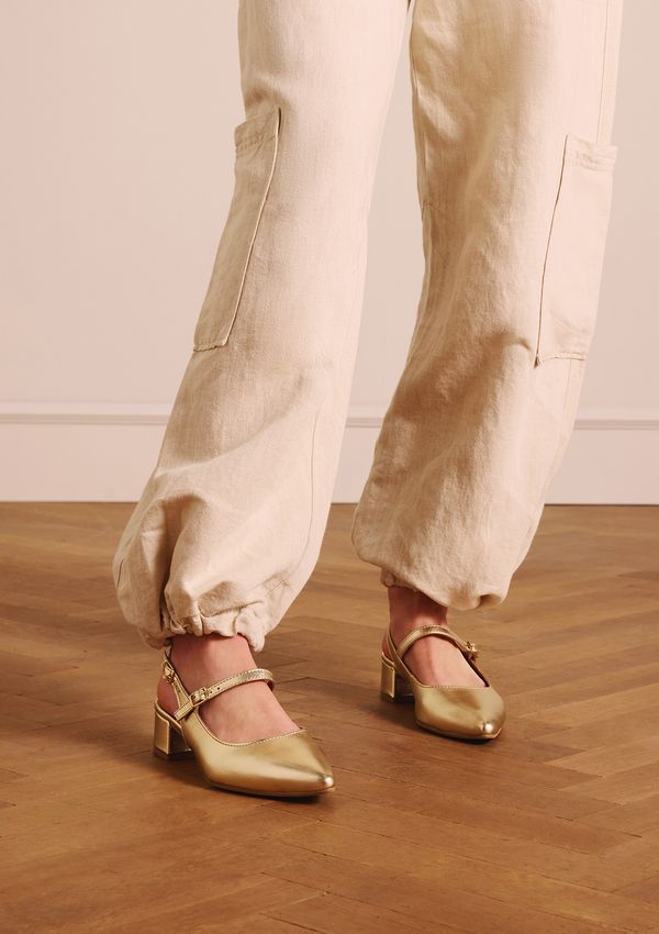 Gouden leren slingbacks