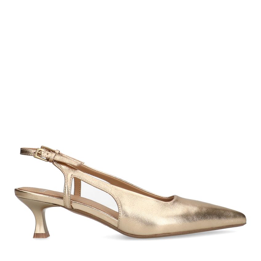 Goldfarbene Slingbackpumps aus Leder