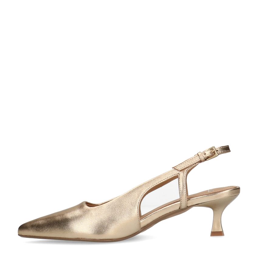 Goldfarbene Slingbackpumps aus Leder