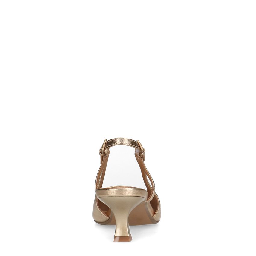 Goldfarbene Slingbackpumps aus Leder