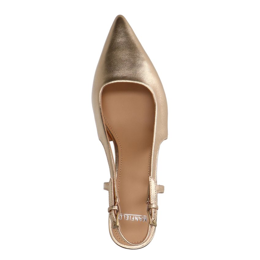 Goldfarbene Slingbackpumps aus Leder