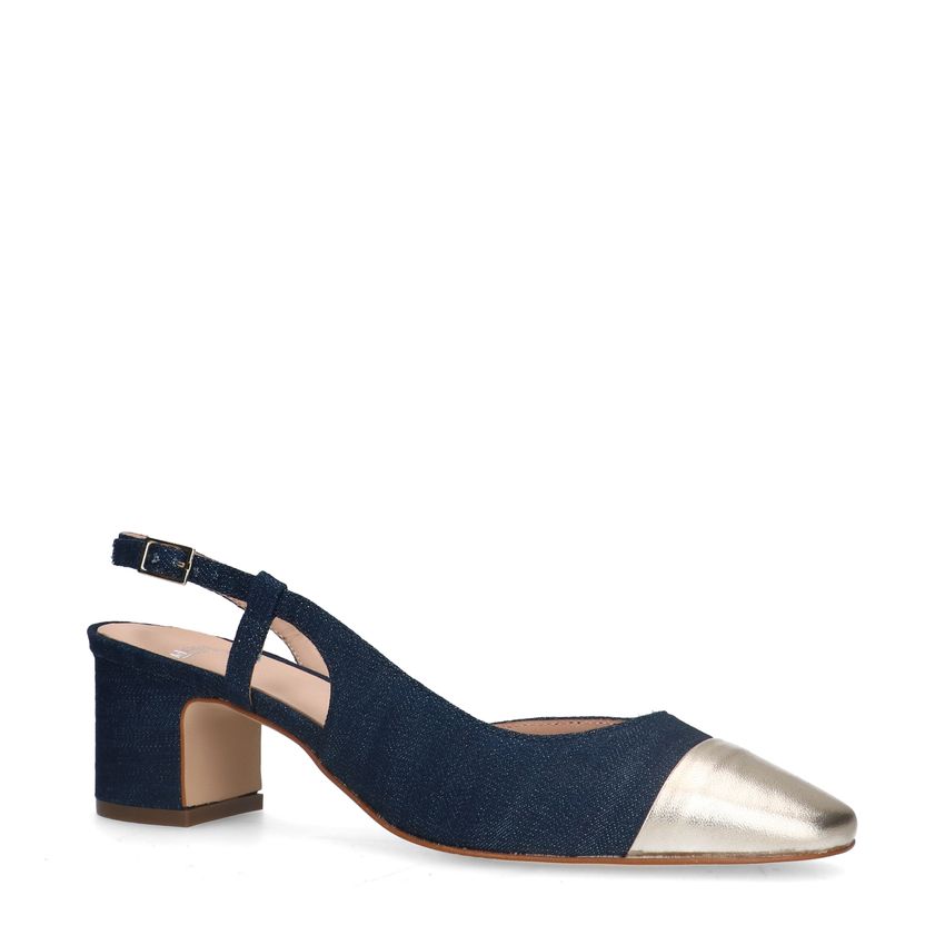 Blauwe denim slingback pumps