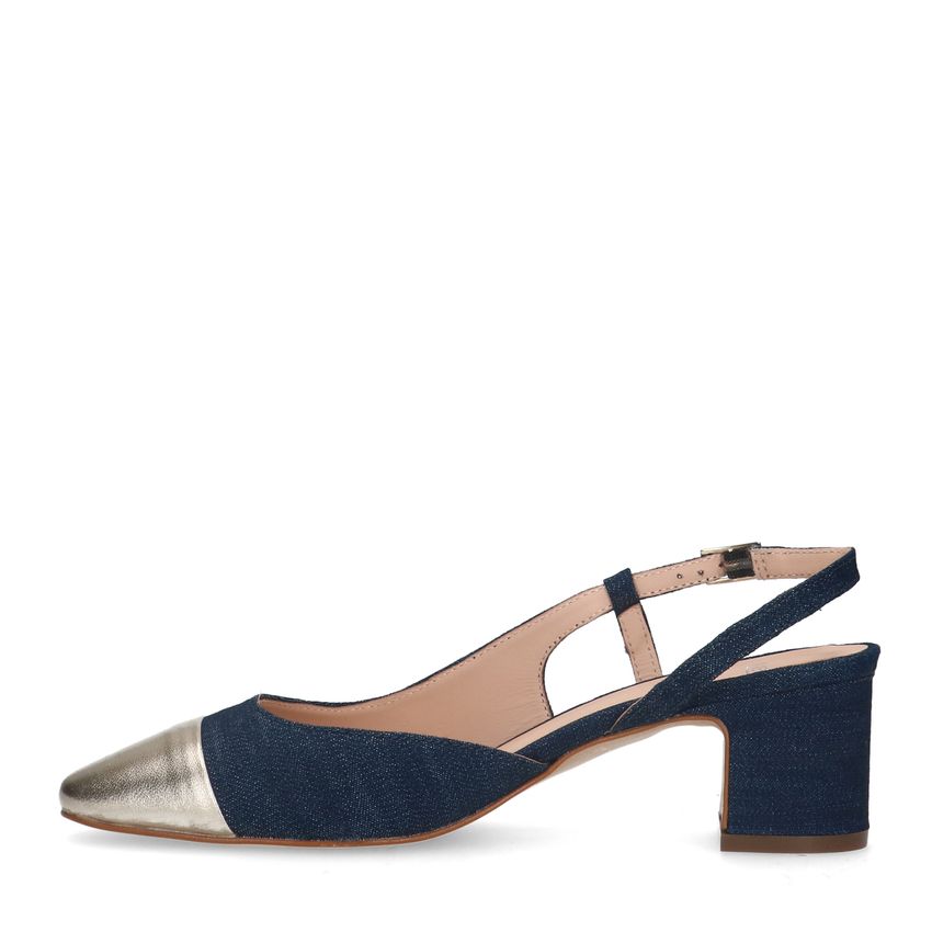 Blauwe denim slingback pumps