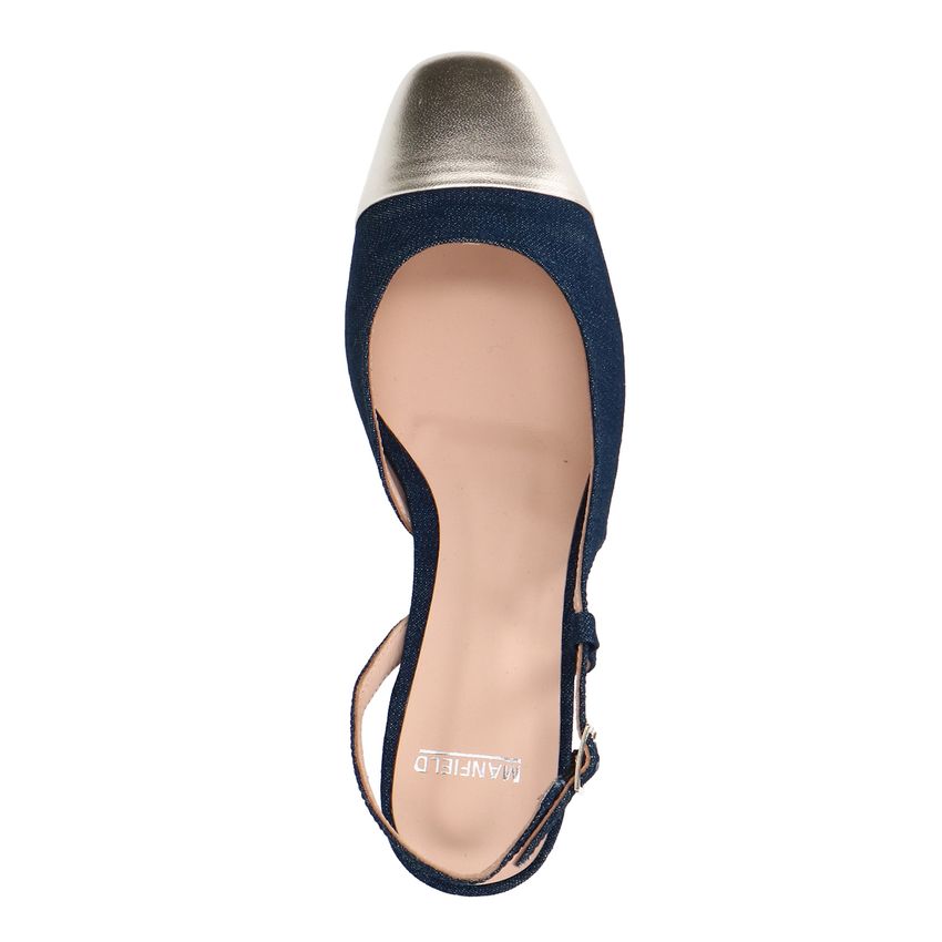 Blauwe denim slingback pumps