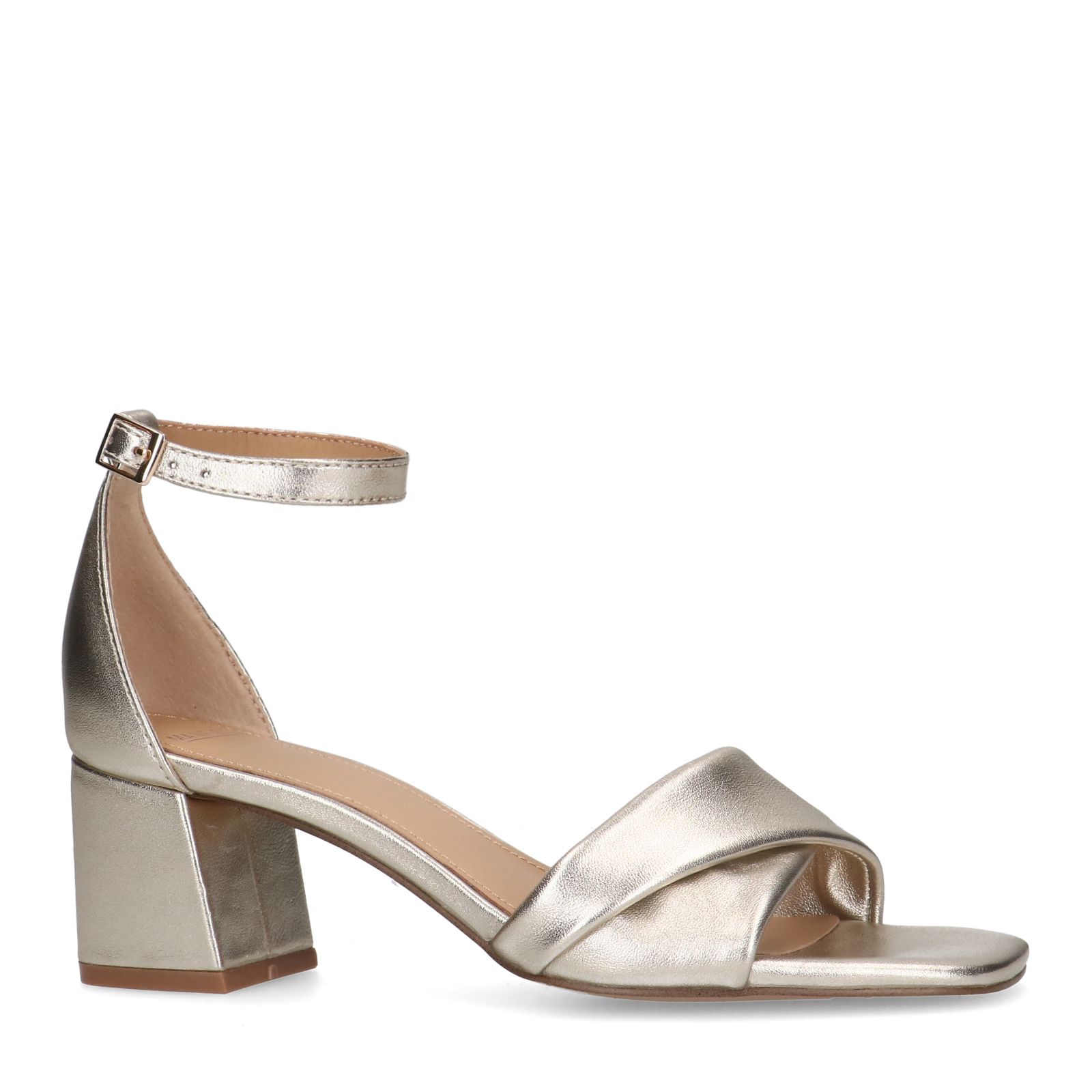 Gouden leren sandalen met hak
